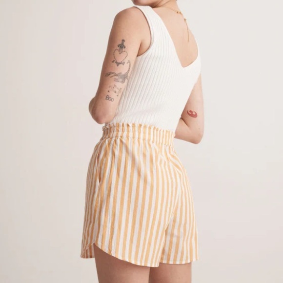 MADEWELL Poplin Cotton Striped Yellow White Boxer Shorts Sz L - Picture 3 of 7